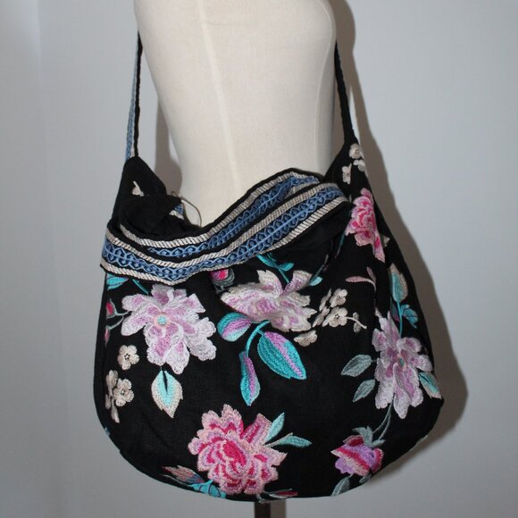 NWT Johnny Was Biya JWLA 3J Workshop Linen Edie Tote Embroidered Shoulder Bag - Picture 1 of 7